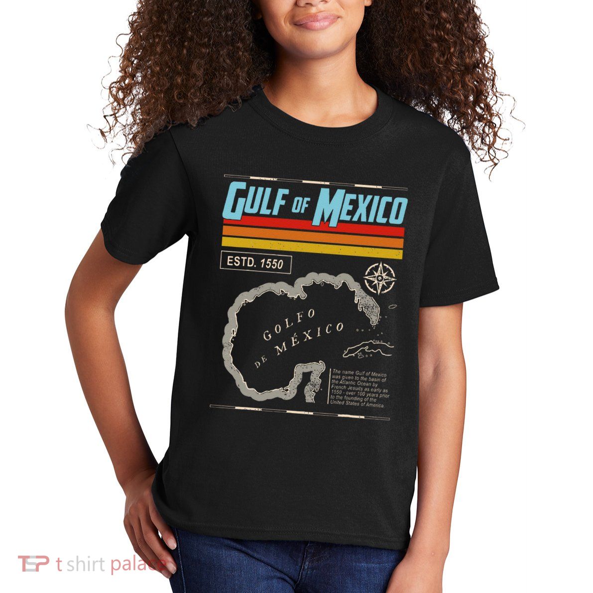 Gulf Of Mexico Est 1550 Historic Map .Png Kids T-Shirt