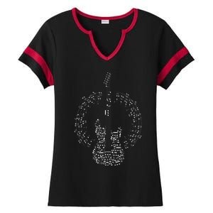 Guitar Of Musical Notes Ladies Halftime Notch Neck Tee