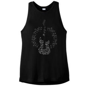 Guitar Of Musical Notes Ladies PosiCharge Tri-Blend Wicking Tank