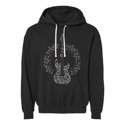 Guitar Of Musical Notes Garment-Dyed Fleece Hoodie