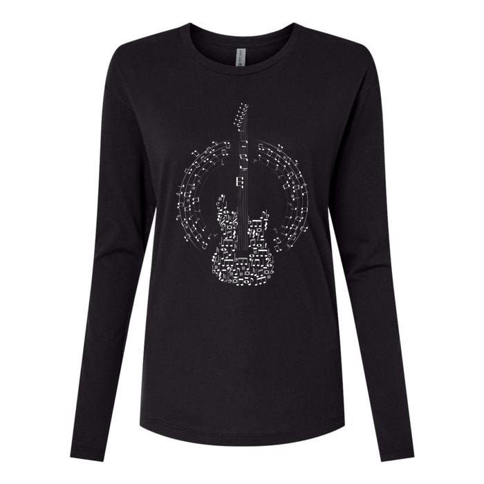 Guitar Of Musical Notes Womens Cotton Relaxed Long Sleeve T-Shirt