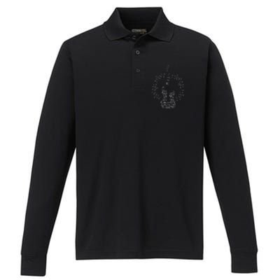 Guitar Of Musical Notes Performance Long Sleeve Polo