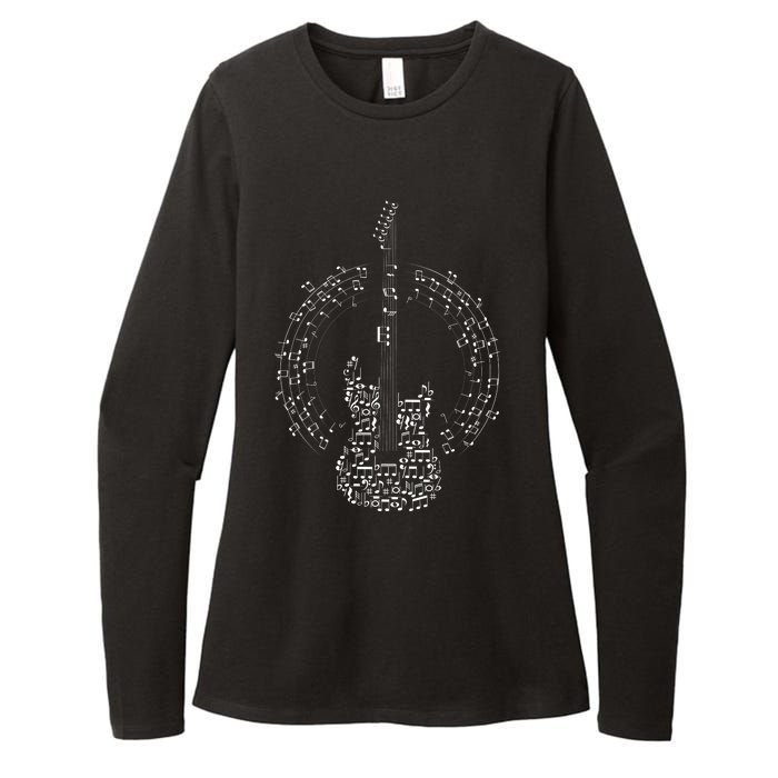 Guitar Of Musical Notes Womens CVC Long Sleeve Shirt