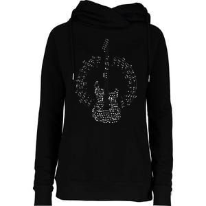 Guitar Of Musical Notes Womens Funnel Neck Pullover Hood