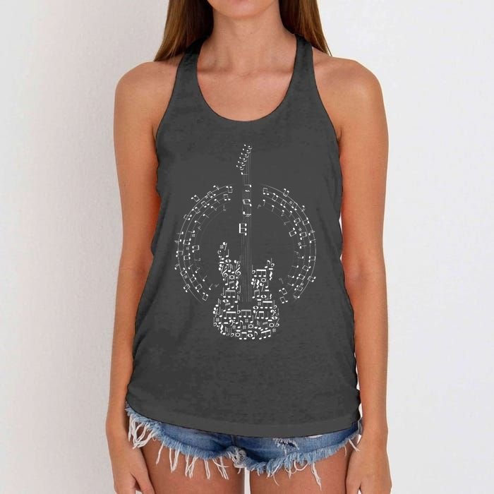 Guitar Of Musical Notes Women's Knotted Racerback Tank