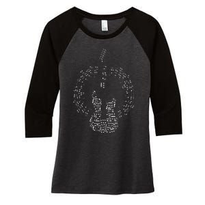 Guitar Of Musical Notes Women's Tri-Blend 3/4-Sleeve Raglan Shirt