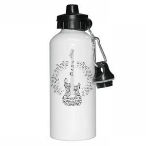 Guitar Of Musical Notes Aluminum Water Bottle