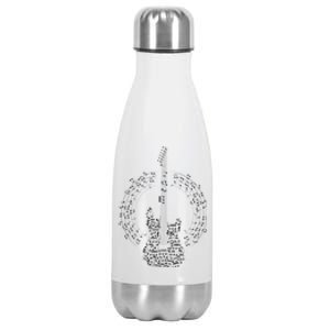 Guitar Of Musical Notes Stainless Steel Insulated Water Bottle