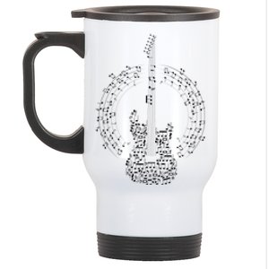 Guitar Of Musical Notes Stainless Steel Travel Mug