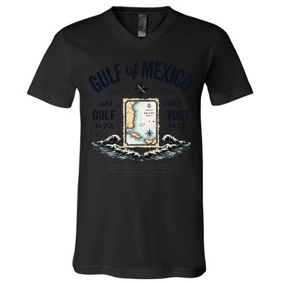 Gulf Of Mexico Since 1672 Historic Map 1672 Funny Tees V-Neck T-Shirt