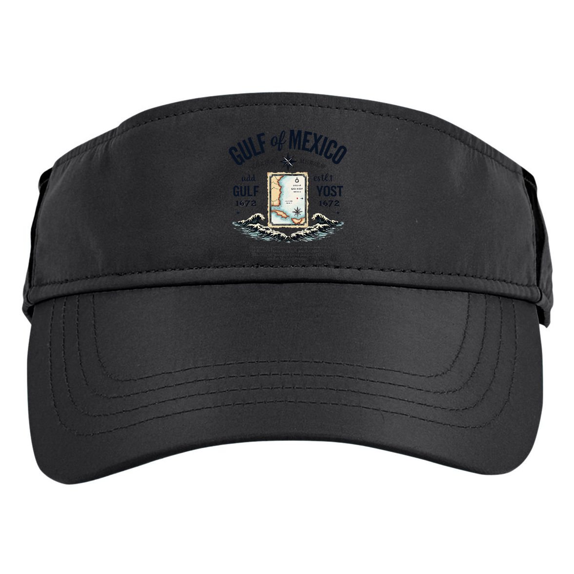 Gulf Of Mexico Since 1672 Historic Map 1672 Funny Tees Adult Drive Performance Visor