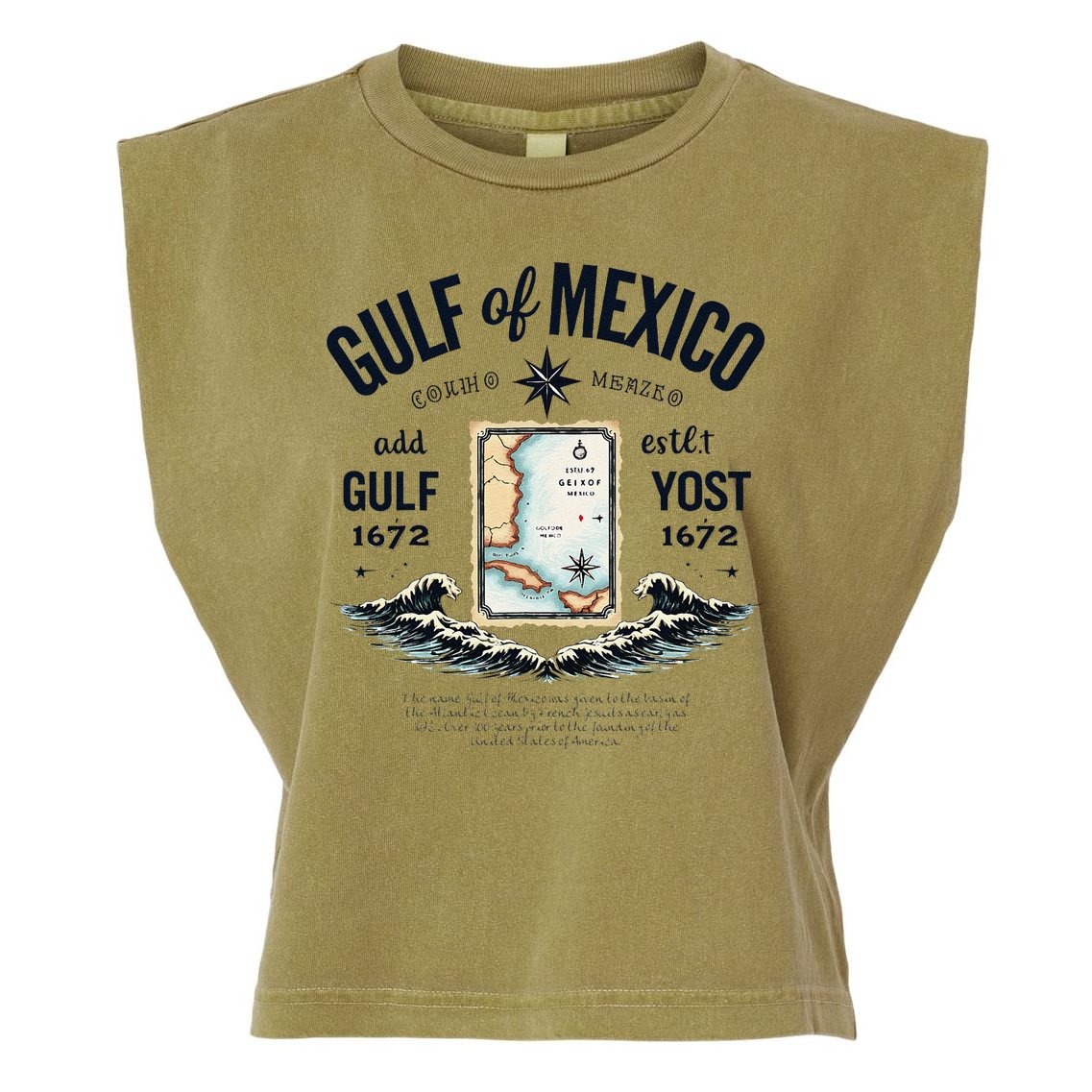 Gulf Of Mexico Since 1672 Historic Map 1672 Funny Tees Garment-Dyed Women's Muscle Tee
