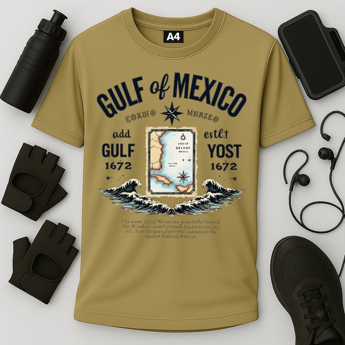 Gulf Of Mexico Since 1672 Historic Map 1672 Funny Tees Cooling Performance Crew T-Shirt