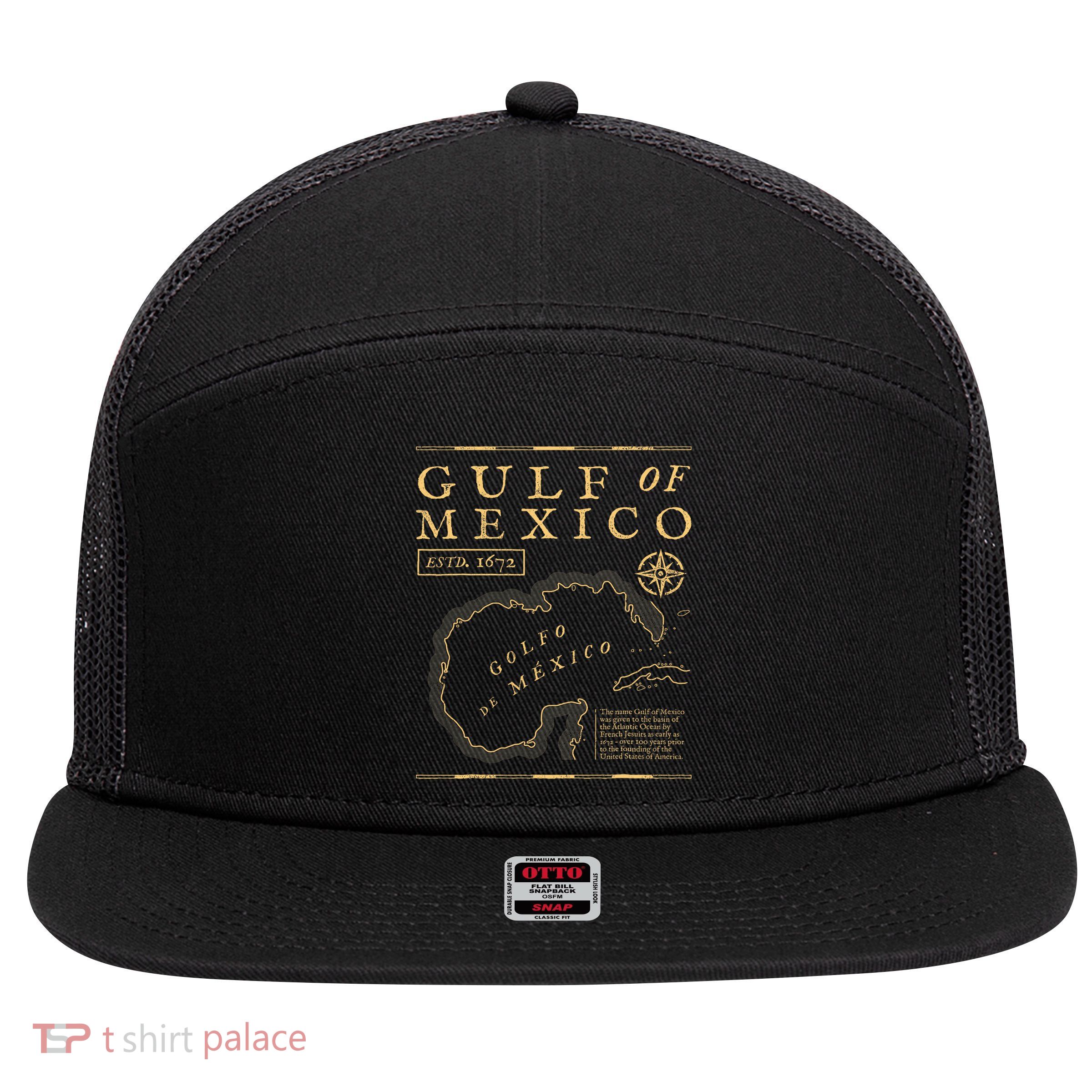 Gulf Of Mexico 1672 Historic Map 7 Panel Mesh Trucker Snapback Hat