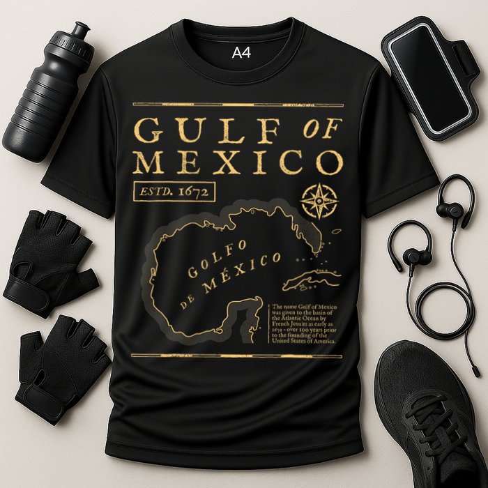 Gulf Of Mexico 1672 Historic Map Cooling Performance Crew T-Shirt