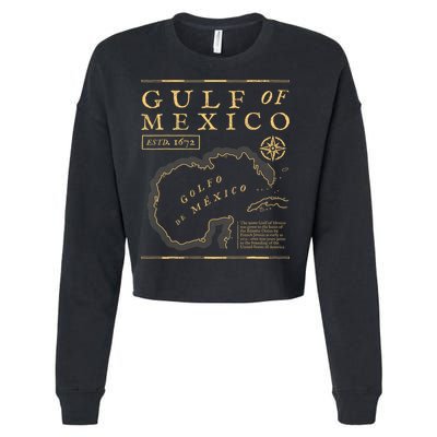 Gulf Of Mexico 1672 Historic Map Cropped Pullover Crew