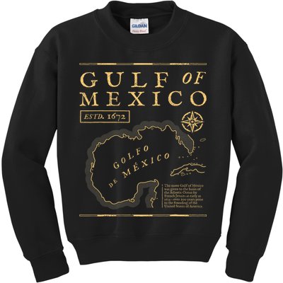 Gulf Of Mexico 1672 Historic Map Kids Sweatshirt