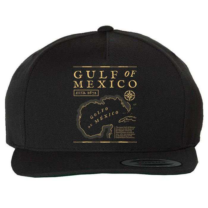 Gulf Of Mexico 1672 Historic Map Wool Snapback Cap