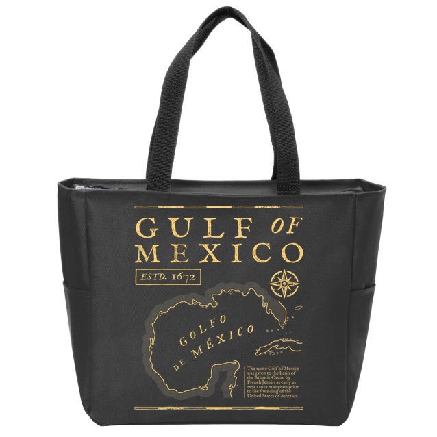 Gulf Of Mexico 1672 Historic Map Zip Tote Bag