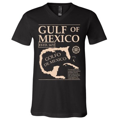Gulf Of Mexico 1672 Historic Map V-Neck T-Shirt
