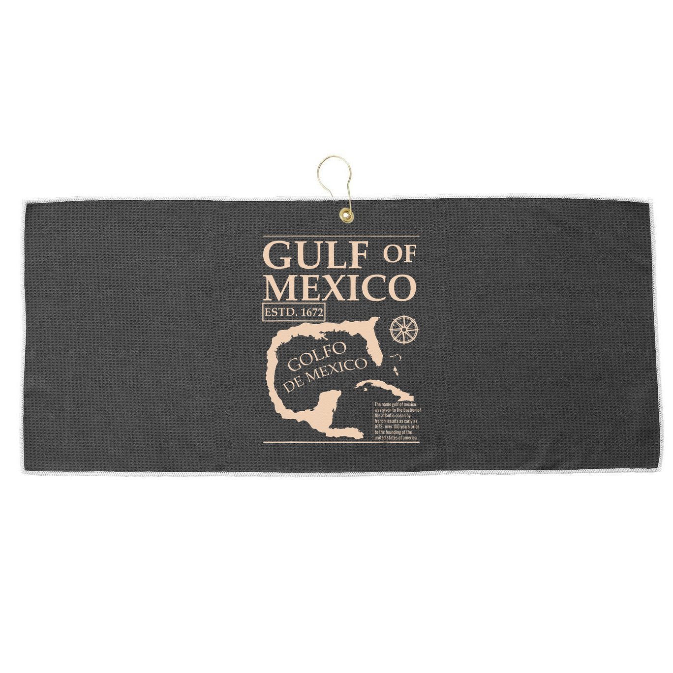 Gulf Of Mexico 1672 Historic Map Large Microfiber Waffle Golf Towel