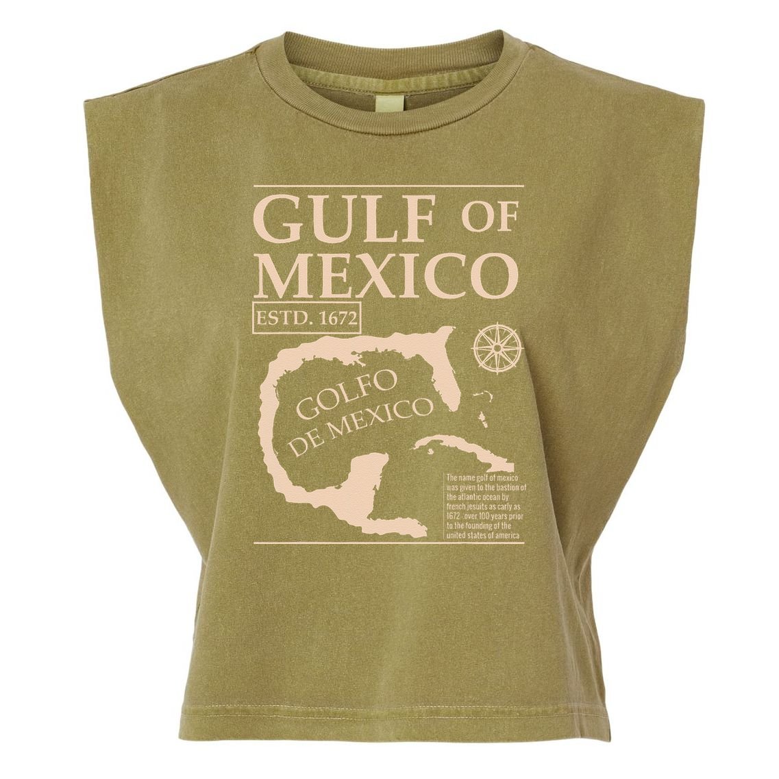 Gulf Of Mexico 1672 Historic Map Garment-Dyed Women's Muscle Tee