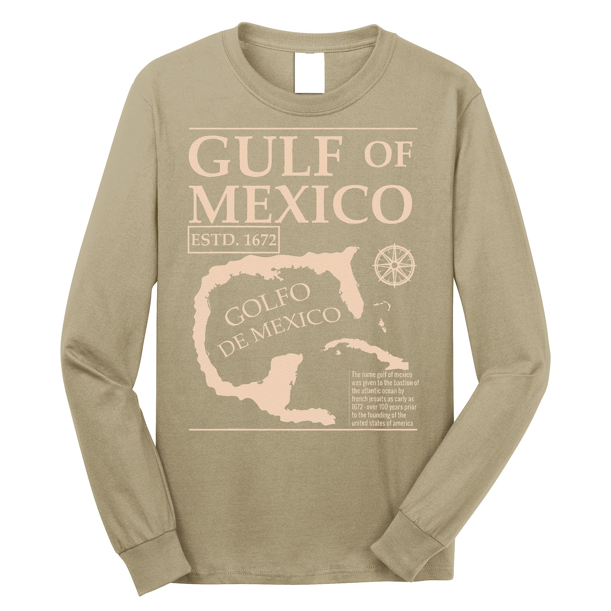 Gulf Of Mexico 1672 Historic Map Long Sleeve Shirt