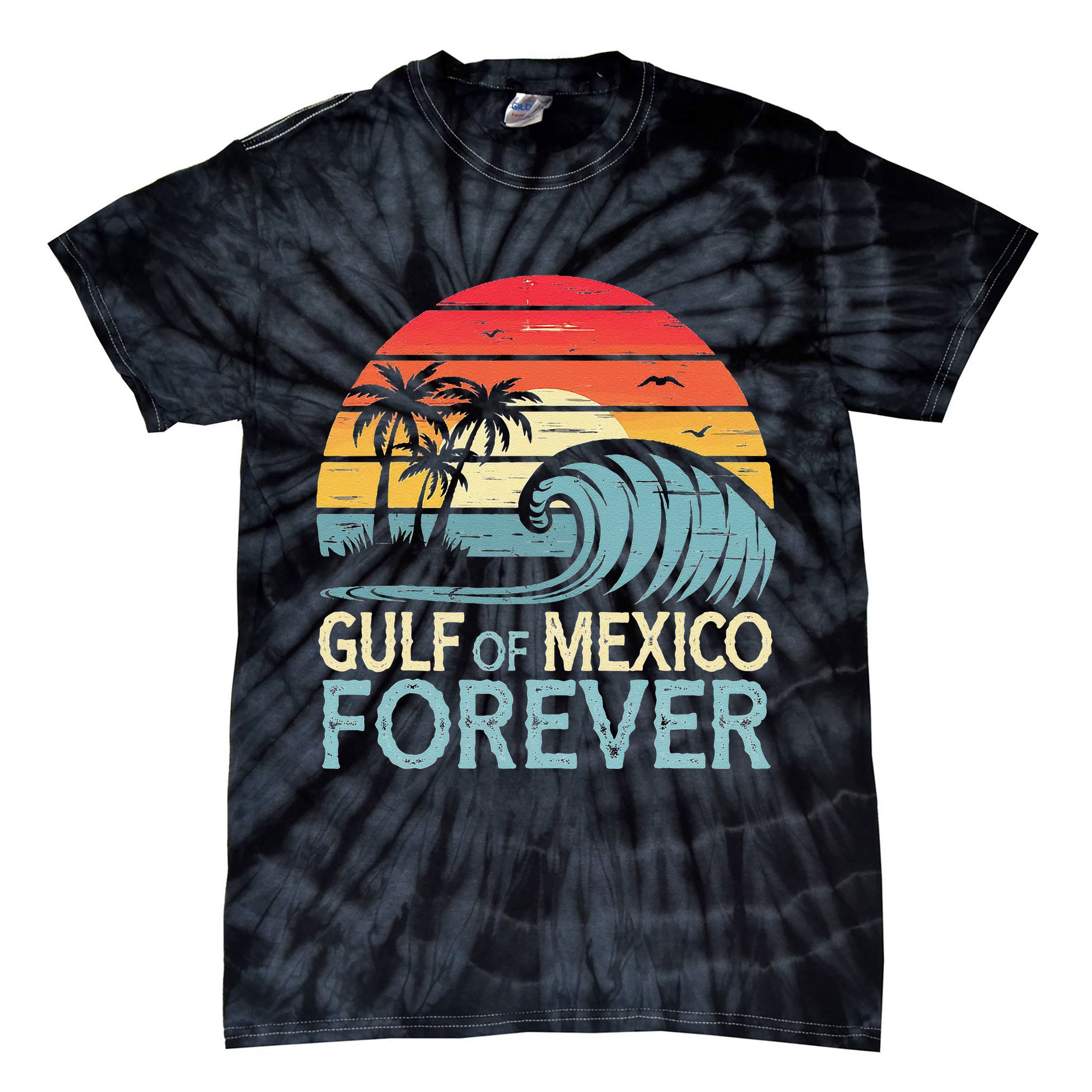 Gulf Of Mexico Forever Wave Surfing Tropical Tie-Dye T-Shirt
