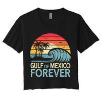 Gulf Of Mexico Forever Wave Surfing Tropical Women's Crop Top Tee