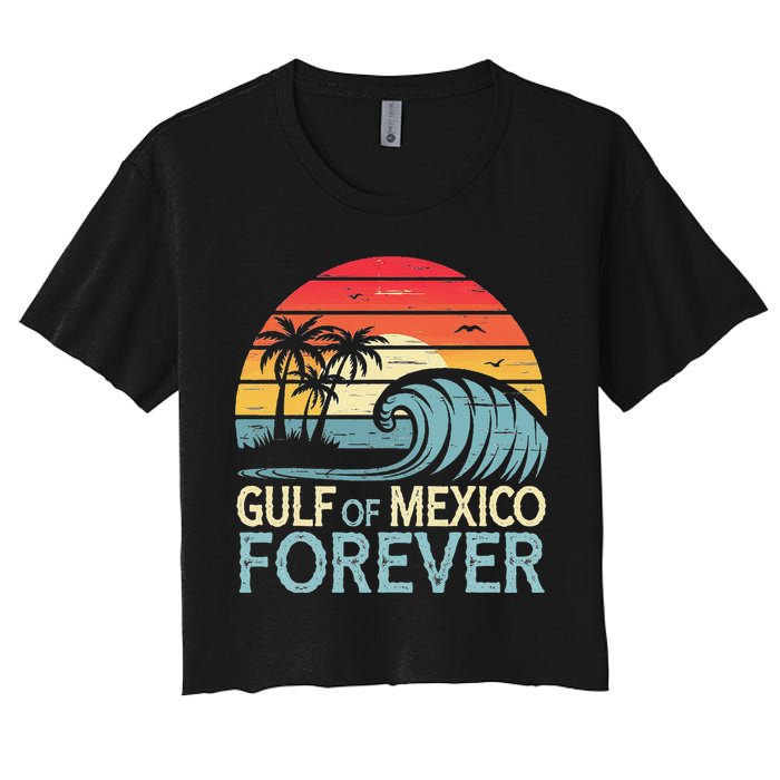 Gulf Of Mexico Forever Wave Surfing Tropical Women's Crop Top Tee