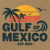 Gulf Of Mexico Est. 1550 Tropical Beach Travel Souvenir Cotton Canvas Backpack