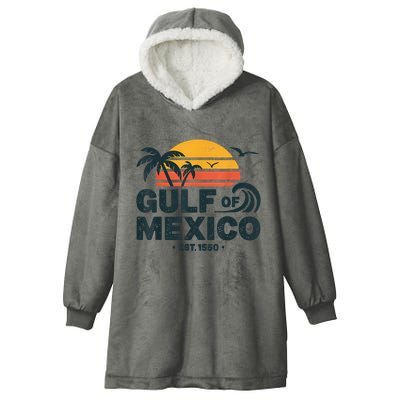 Gulf Of Mexico Est. 1550 Tropical Beach Travel Souvenir Hooded Wearable Blanket