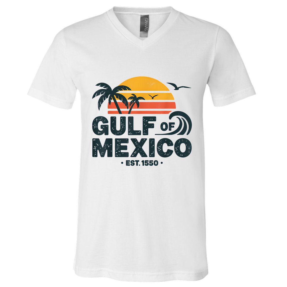 Gulf Of Mexico Est. 1550 Tropical Beach Travel Souvenir V-Neck T-Shirt