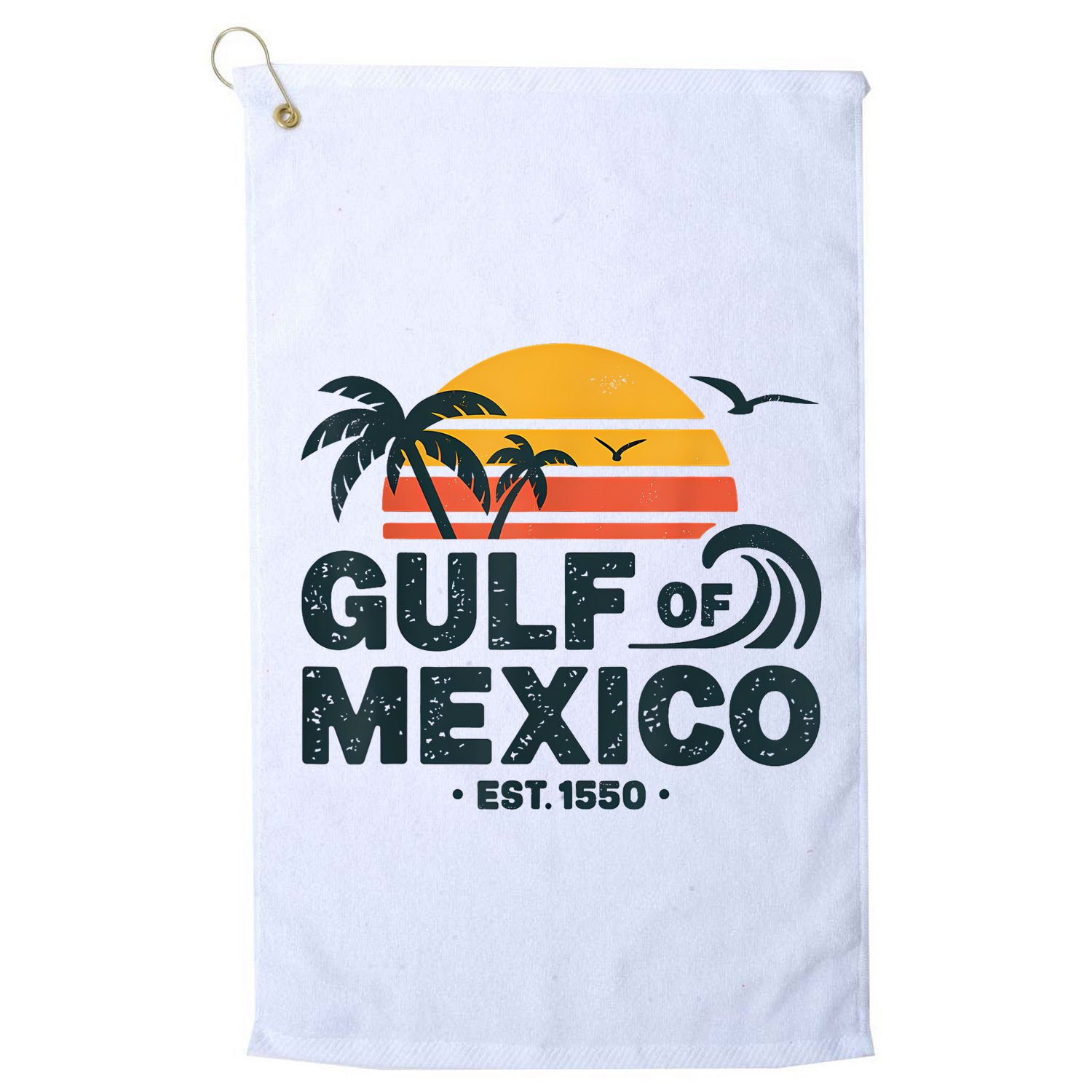 Gulf Of Mexico Est. 1550 Tropical Beach Travel Souvenir Golf Towel