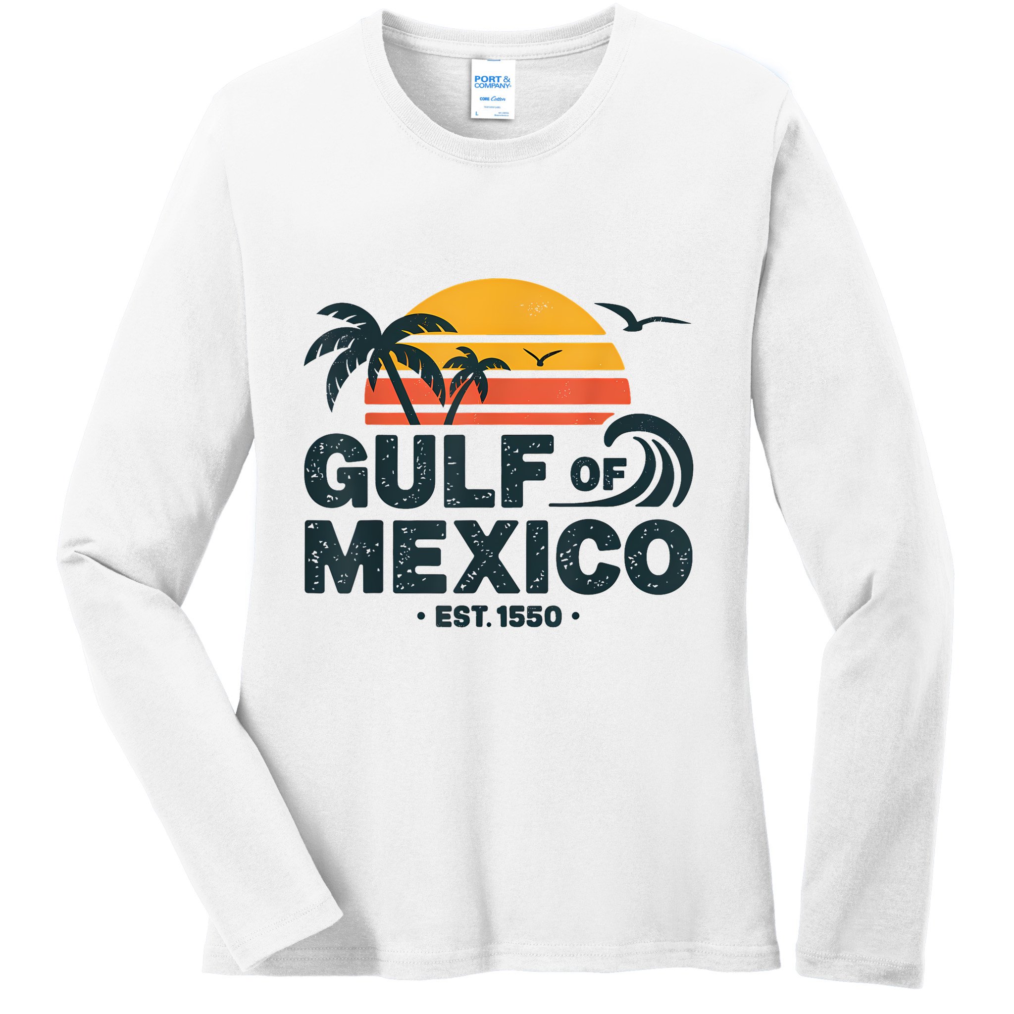 Gulf Of Mexico Est. 1550 Tropical Beach Travel Souvenir Ladies Long Sleeve Shirt