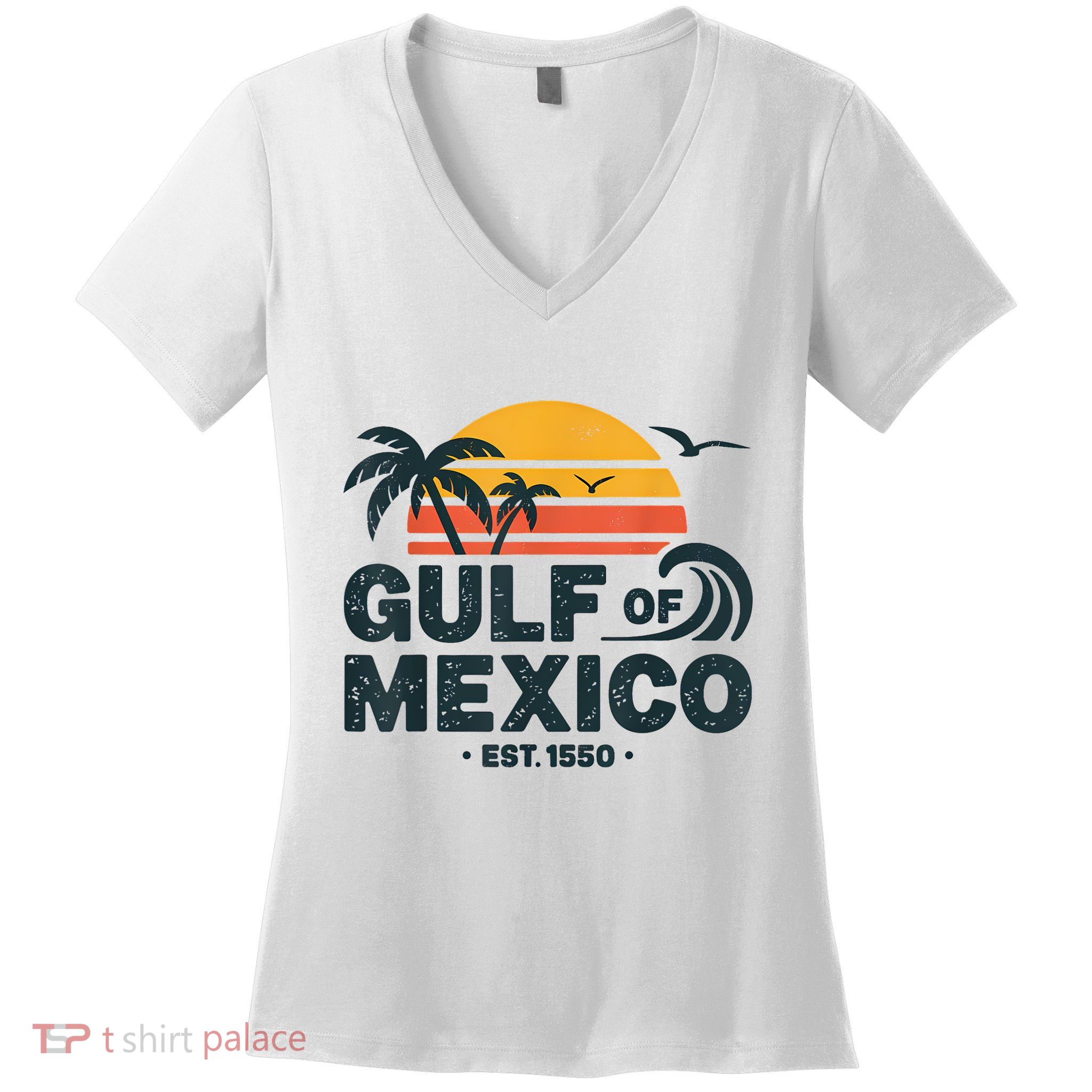 Gulf Of Mexico Est. 1550 Tropical Beach Travel Souvenir Women's V-Neck T-Shirt