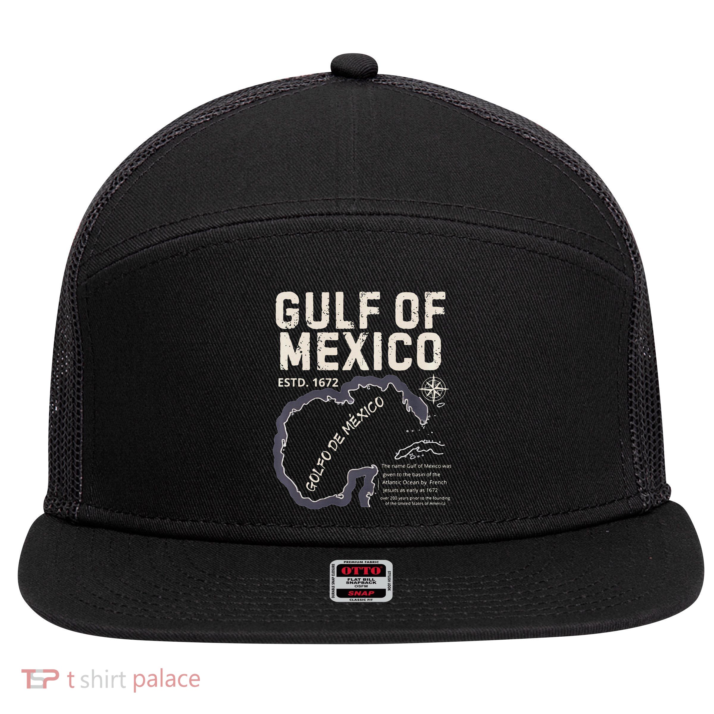 Gulf Of Mexico 1672 Historic Map Golfo De MéXico Estd. 1672 7 Panel Mesh Trucker Snapback Hat