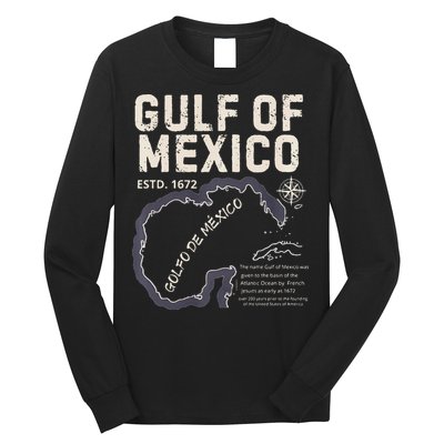 Gulf Of Mexico 1672 Historic Map Golfo De MéXico Estd. 1672 Long Sleeve Shirt