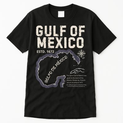Gulf Of Mexico 1672 Historic Map Golfo De MéXico Estd. 1672 Tall T-Shirt
