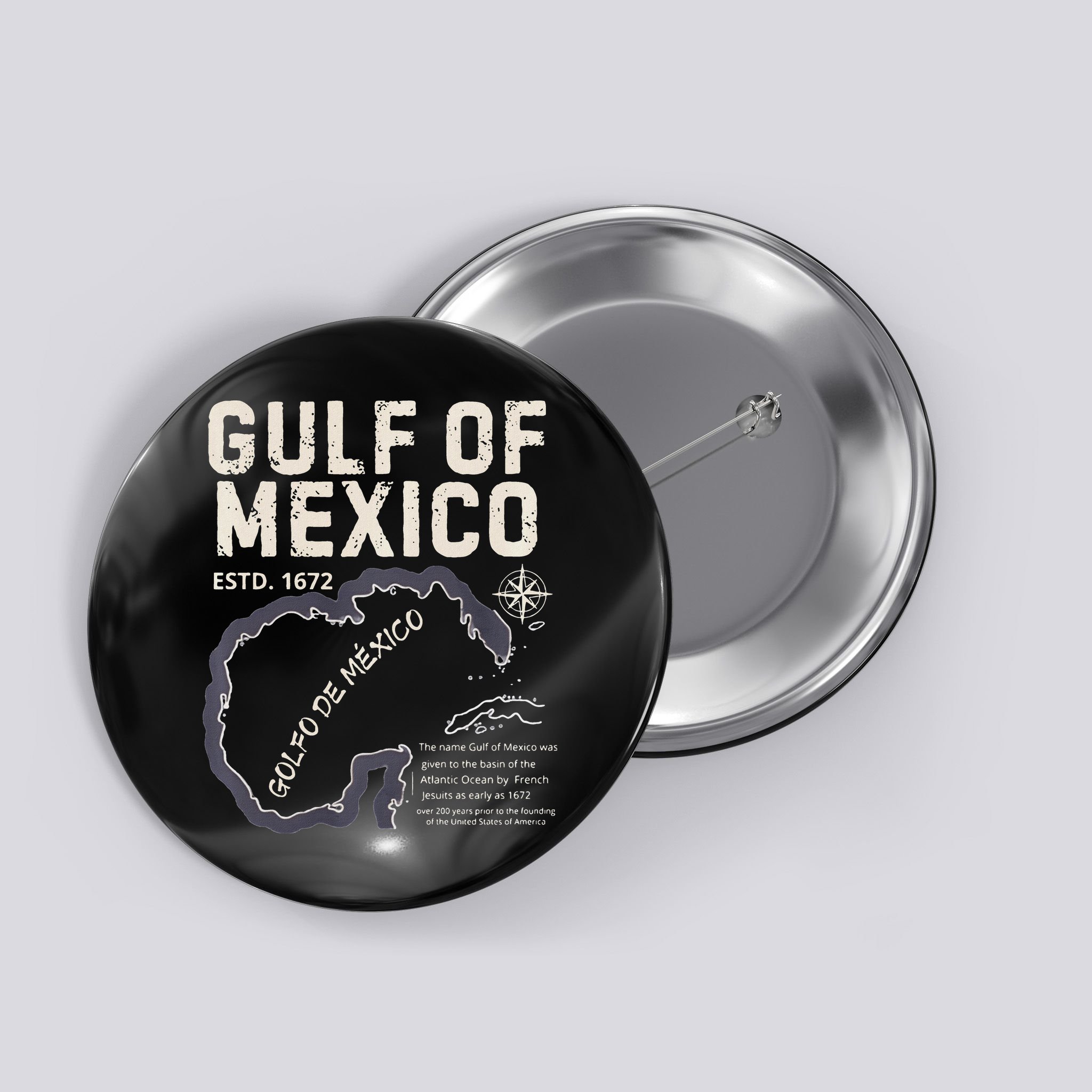 Gulf Of Mexico 1672 Historic Map Golfo De MéXico Estd. 1672 Button