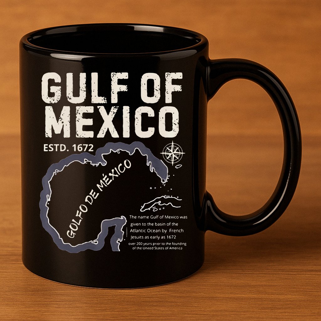 Gulf Of Mexico 1672 Historic Map Golfo De MéXico Estd. 1672 11oz C Handle Ceramic Mug
