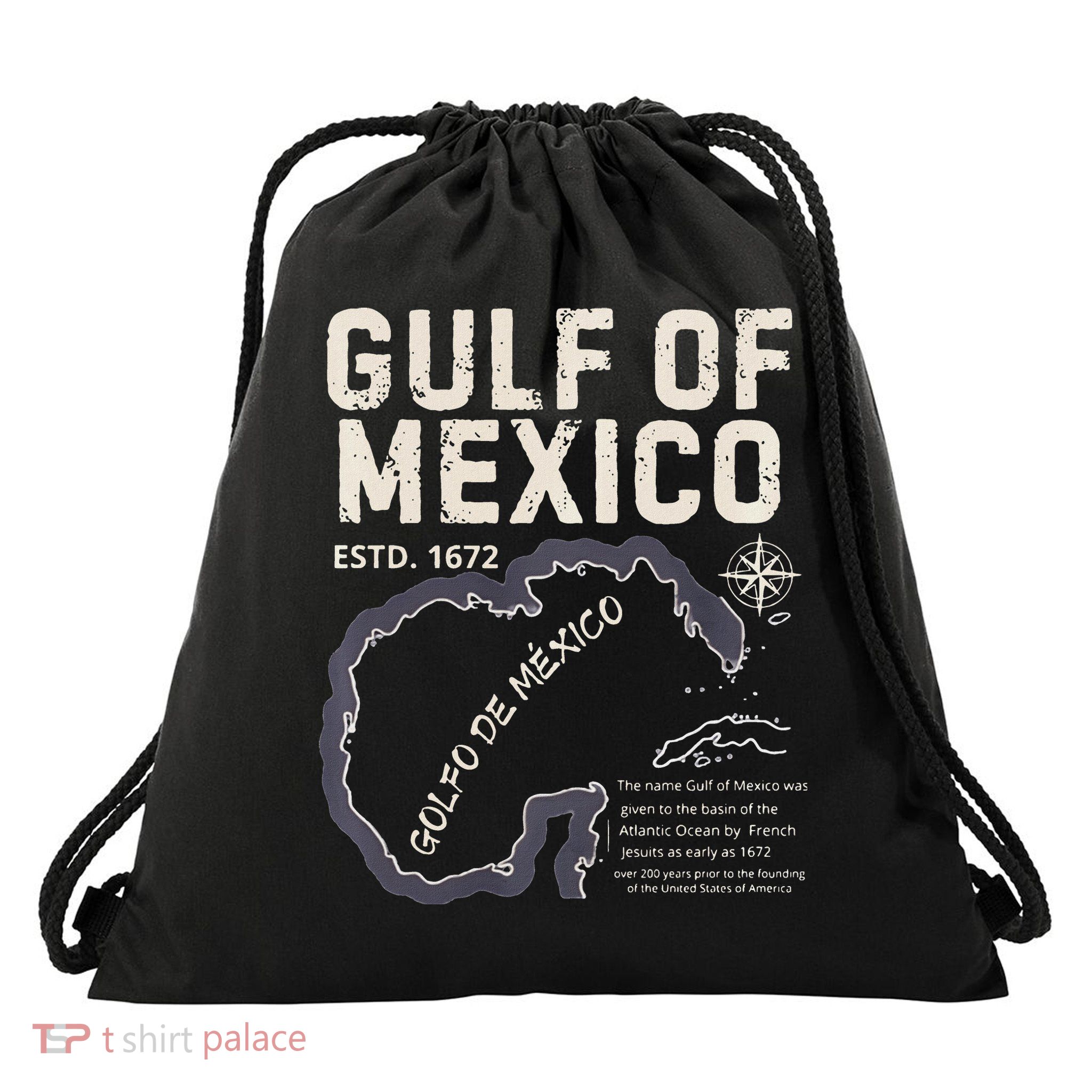 Gulf Of Mexico 1672 Historic Map Golfo De MéXico Estd. 1672 Drawstring Bag