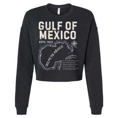 Gulf Of Mexico 1672 Historic Map Golfo De MéXico Estd. 1672 Cropped Pullover Crew