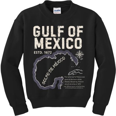 Gulf Of Mexico 1672 Historic Map Golfo De MéXico Estd. 1672 Kids Sweatshirt