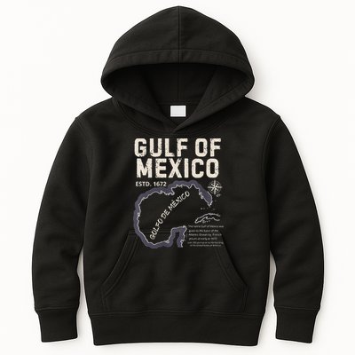 Gulf Of Mexico 1672 Historic Map Golfo De MéXico Estd. 1672 Kids Hoodie