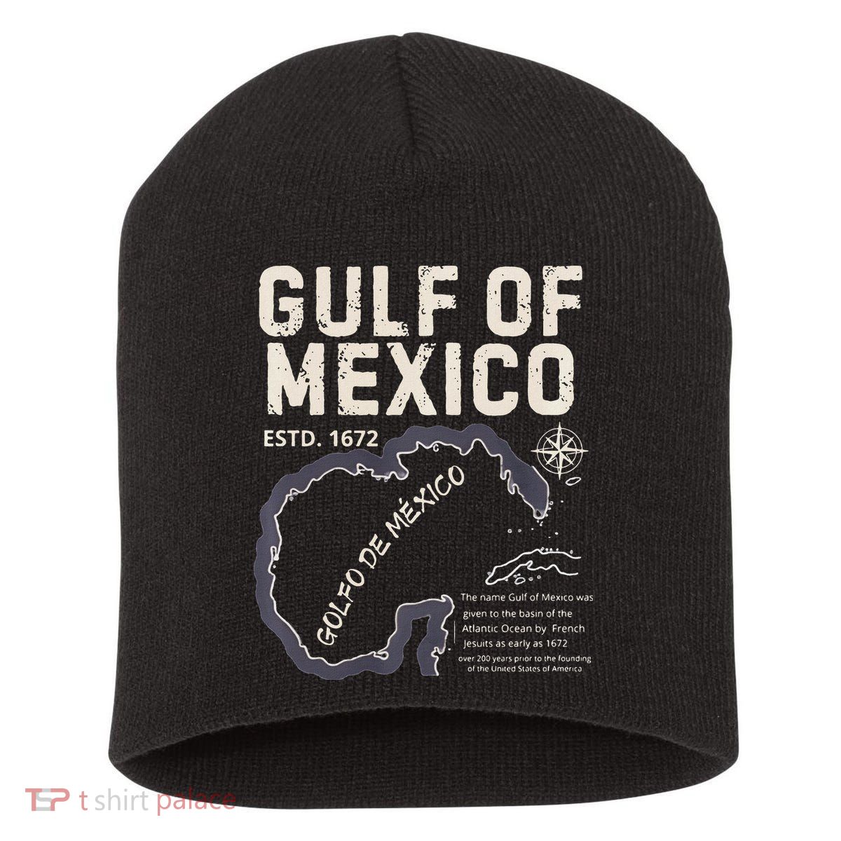 Gulf Of Mexico 1672 Historic Map Golfo De MéXico Estd. 1672 Short Acrylic Beanie