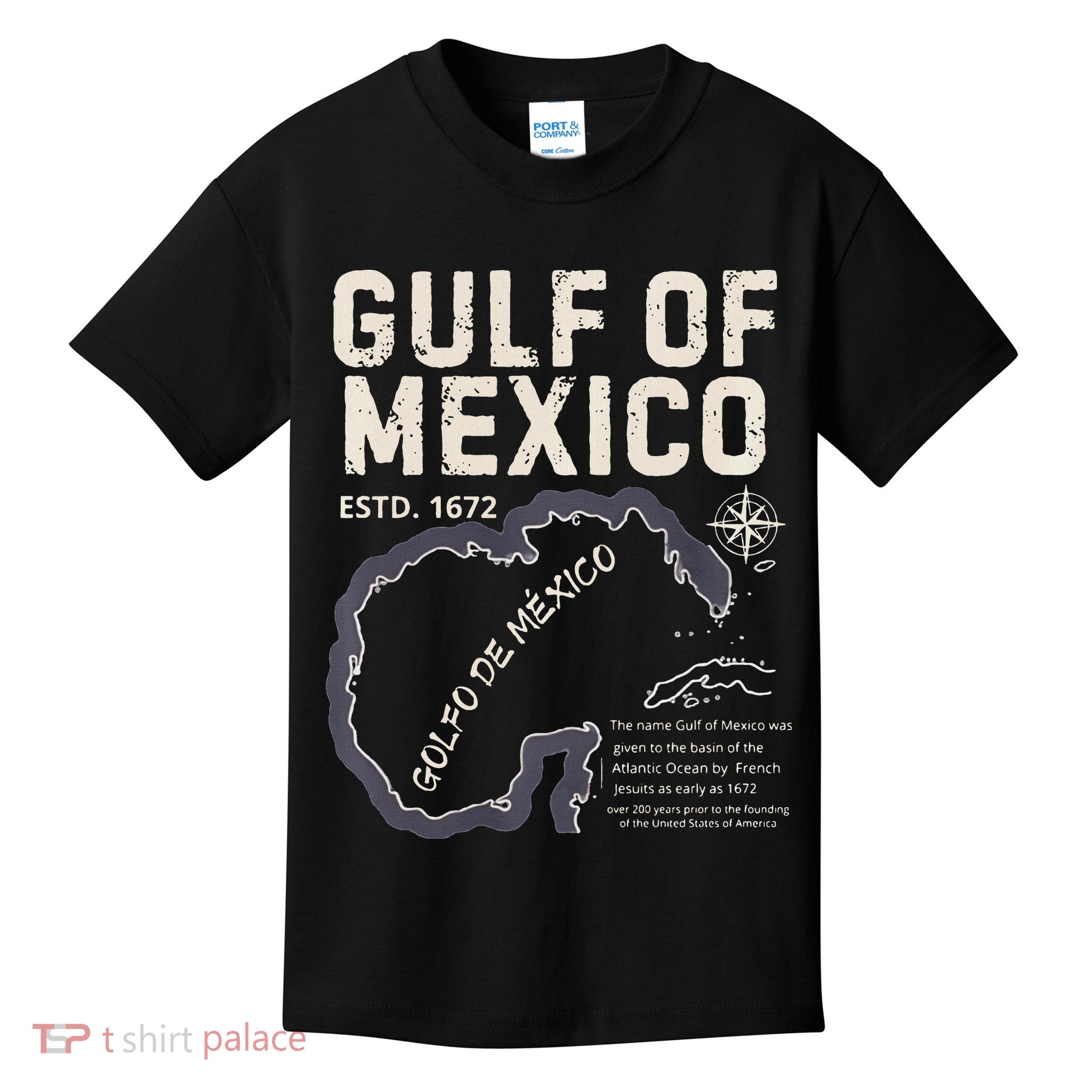 Gulf Of Mexico 1672 Historic Map Golfo De MéXico Estd. 1672 Kids T-Shirt