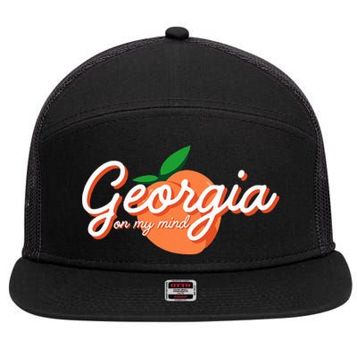 Georgia On My Mind Vacation Souvenir 7 Panel Mesh Trucker Snapback Hat