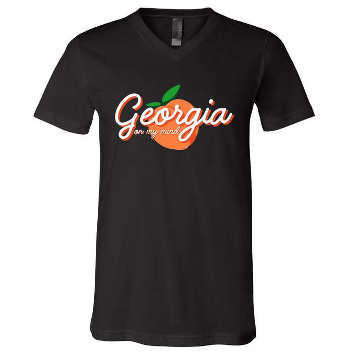 Georgia On My Mind Vacation Souvenir V-Neck T-Shirt