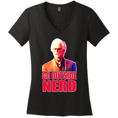 Go Outside Nerd Baby Billy Chirps Women's V-Neck T-Shirt